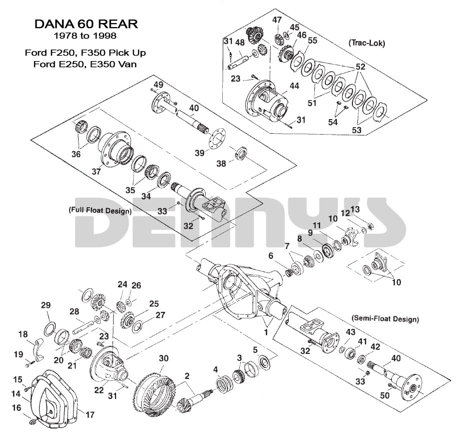 Dana 60 rear end differential and axle parts for Ford F250, F350 E250, E350